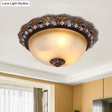 Antiqued Dome Flushmount Ceiling Light - Brown 2/3 Lights
