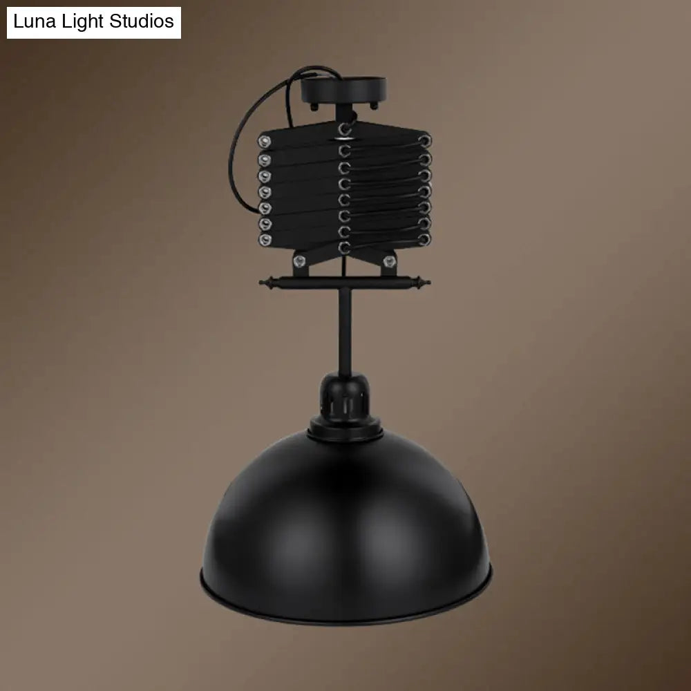 Antiqued Dome Pendant Ceiling Lamp - Telescopic Metallic Design Perfect For Restaurants 1 Bulb