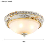 Antiqued Flush Ceiling Lamp With Frosted Glass Shades - Hemispherical 2/3 - Light Options 13 -