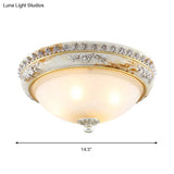 Antiqued Flush Ceiling Lamp With Frosted Glass Shades - Hemispherical 2/3 - Light Options 13 -