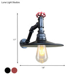 Antiqued Iron Wall Sconce: Flat Living Room Lamp Fixture Single Head Black/Copper Mounted Light With