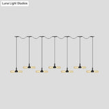 Antiqued Led Amber Glass Pendant Light – Black Hanging Capsule 6/10/14-Light Tandem Multi Lamp