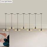 Antiqued Led Amber Glass Pendant Light – Black Hanging Capsule 6/10/14-Light Tandem Multi Lamp