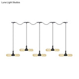 Antiqued Led Amber Glass Pendant Light – Black Hanging Capsule 6/10/14-Light Tandem Multi Lamp