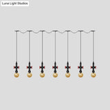 Antiqued Sphere Multi Light Chandelier With Amber Glass Pendant - Led Suspension In Black