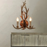 Antler Backplate Resin Wood Sconce Lamp - Traditional 1-Light Wall Mounted Indoor Lighting