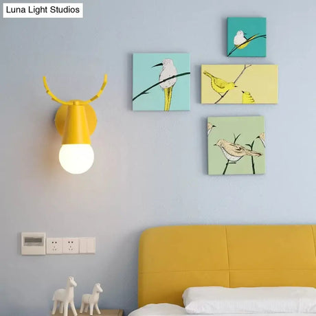 Antler Cone Sconce Light - Nordic Stylish Wall For Bedside With 1 Bulb