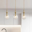 Antler Deco Brass Pendant Light Fixture With Clear Dimpled Glass Shades - Traditional Style Triple
