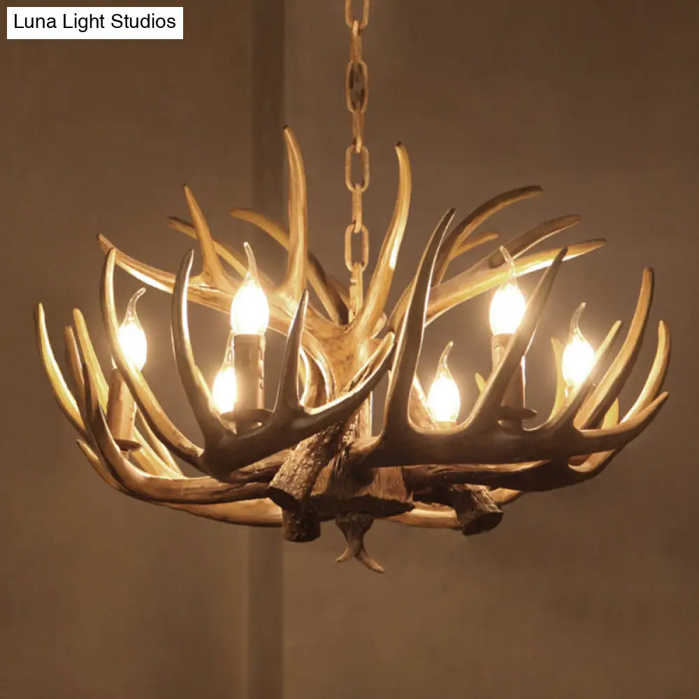Antler-Shaped Pendant Light: Vintage Resin Chandelier For Restaurant