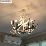 Antler-Shaped Pendant Light: Vintage Resin Chandelier For Restaurant