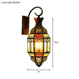 Arab Style 1-Light Brass Wall Mount Sconce With Metal Urn Shade - Living Room Lighting