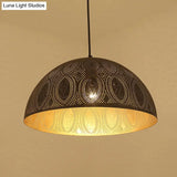 Arab Style Black Metal 1-Light Dome Pendant Ceiling Lamp With Unique Pattern Options