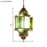 Arabian Frosted Glass Lantern Ceiling Chandelier - Brass 3 Lights Porch Pendant Light