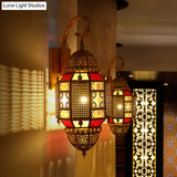 Arabian Metal Lantern Sconce: Brass Wall Lighting Fixture With 1 Bulb