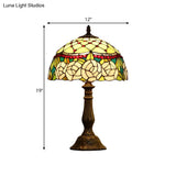 Ariana - Baroque Single Living Room Nightstand Lamp Bronze Table Light With Beaded Roseborder