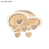 Art Deco Acrylic White Heart - Shaped Flush Mount Ceiling Light For Study Room