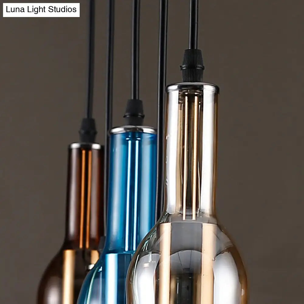 Art Deco Beer Bottle Ceiling Pendant Light | 1-Head Glass Bistro Hanging Lamp