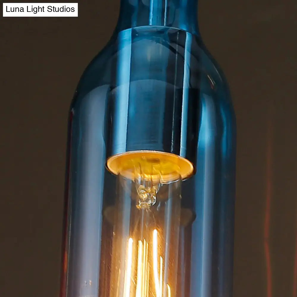 Art Deco Beer Bottle Ceiling Pendant Light | 1-Head Glass Bistro Hanging Lamp