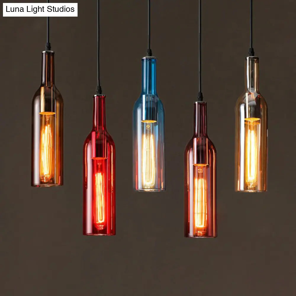 Art Deco Beer Bottle Ceiling Pendant Light | 1-Head Glass Bistro Hanging Lamp