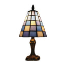 Art Deco Blue And White Glass Conical Table Lamp - 1-Light Standing For Bedroom Blue-White