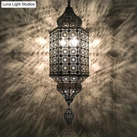 Art Deco Bronze Finish Metal Arab Wall Lamp With Hollowed Out Sconce 1-Light Flush Mount