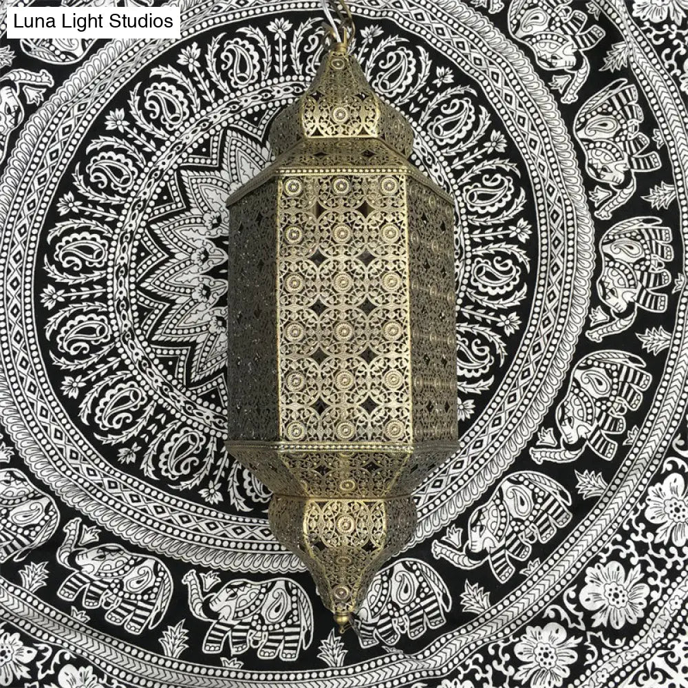 Art Deco Bronze Finish Metal Arab Wall Lamp With Hollowed Out Sconce 1-Light Flush Mount