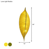 Art Deco Fabric Wall Sconce: Leaf Shaped 3-Bulb Bedside Lamp In Yellow/Green