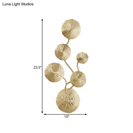 Art Deco Gold Finish Lotus Leaf Wall Lamp - Stainless Steel Flush Sconce