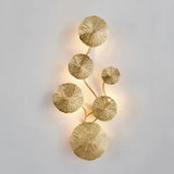 Art Deco Gold Finish Lotus Leaf Wall Lamp - Stainless Steel Flush Sconce / 23.5
