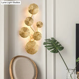 Art Deco Gold Finish Lotus Leaf Wall Lamp - Stainless Steel Flush Sconce