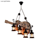 Art Deco Industrial Guitar Pendant Light With Wood And Black Metal Finish