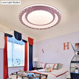 Art Deco Led Flush Mount Ceiling Light For Nursing Room - Acrylic Round Style Pink / 16 Warm