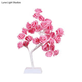 Art Deco Led Pink Rose Table Night Lamp With Branch Design - Perfect For Restaurants