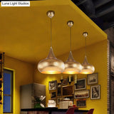 Art Deco Metal Pendant Light With Down Lighting For Gourd Restaurant - Silver/Bronze/Brass