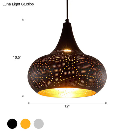Art Deco Metal Pendant Light With Down Lighting For Gourd Restaurant - Silver/Bronze/Brass