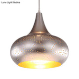 Art Deco Metal Pendant Light With Down Lighting For Gourd Restaurant - Silver/Bronze/Brass