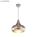 Art Deco Metal Pendant Light With Down Lighting For Gourd Restaurant - Silver/Bronze/Brass
