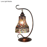 Art Deco Metal Rust Nightstand Lamp - Flared 1 Head Living Room Lighting