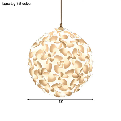Art Deco Pendant Light With Plastic Globe Shade - White Hanging Ceiling 18/23.5 Width