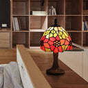Art Deco Sunflower Stained Glass Table Light With Stand - 1-Light Fixture Orange