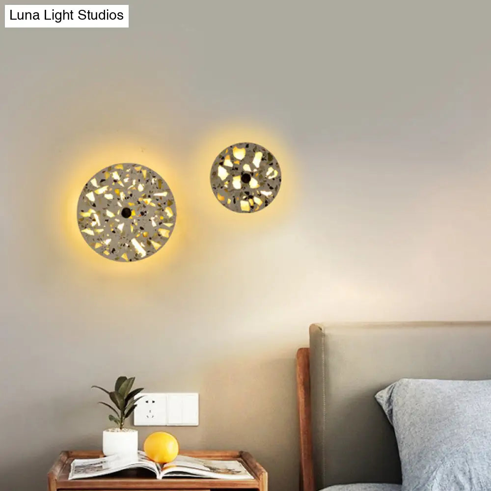 Art Deco Terrazzo Led Wall Light: Black Red Blue Flush Mount Sconce For Living Room