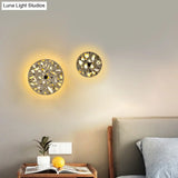 Art Deco Terrazzo Led Wall Light: Black Red Blue Flush Mount Sconce For Living Room