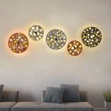 Art Deco Terrazzo Led Wall Light: Black Red Blue Flush Mount Sconce For Living Room