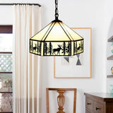 Art Glass Tiffany Pendant Lights With Deer Pattern - Perfect For Kitchen Ceilings Beige / 11’