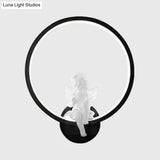Art Ring Sconce Light: Little Angel Metal Resin Wall Lamp For Bedroom Bathroom Mirror