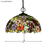 Artisan Glass Black Chandelier Pendant - Hand-Crafted Domed 3-Light Mediterranean Lamp