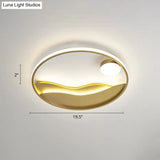 Artistic Bedroom Ambiance: Sunrise And Sea Led Flush Mount Ceiling Light With A Metal Halo Ring
