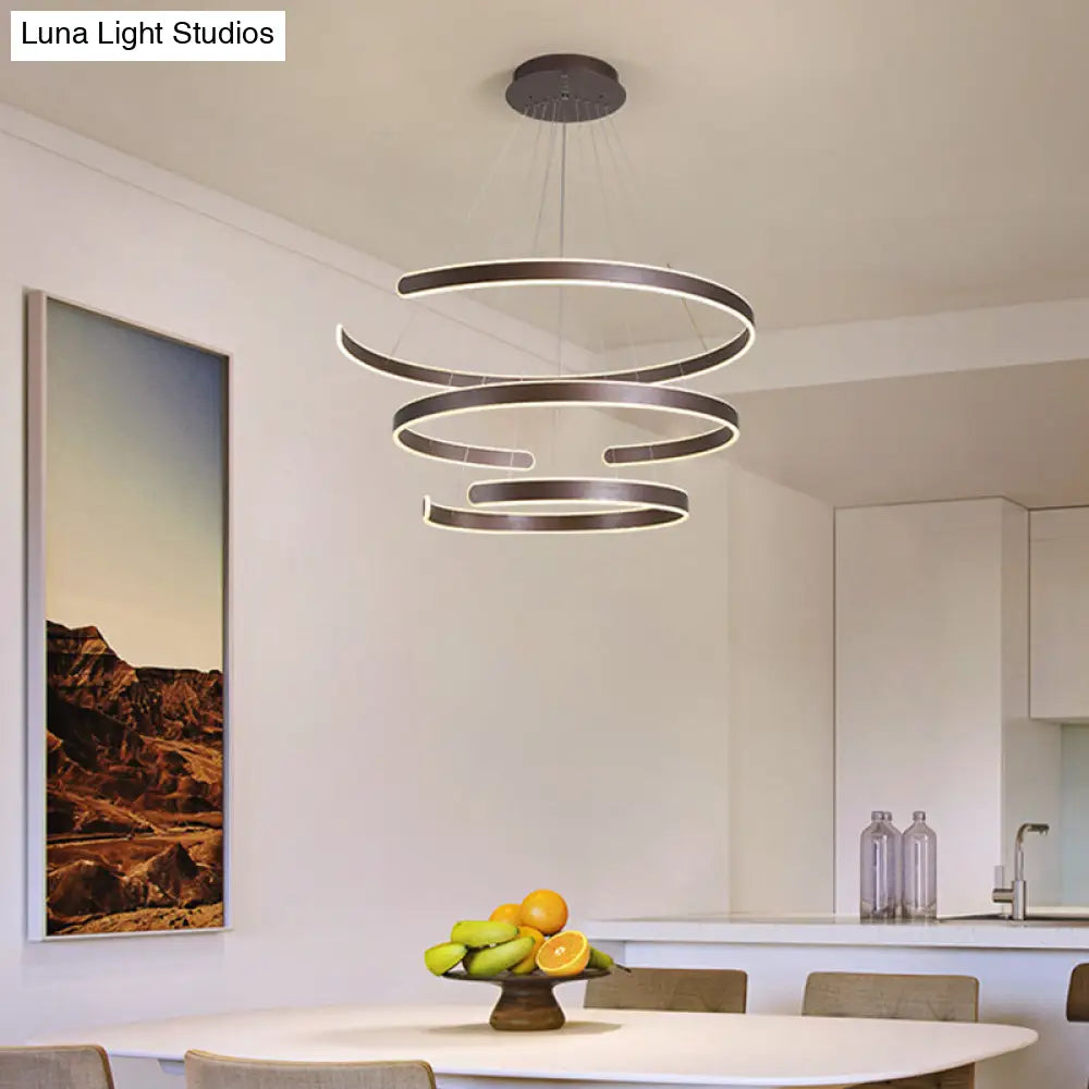Modern Led Aluminum Chandelier - Artistic Curved Design For Living Room Coffee / Small Warm
