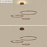 Artistic Led Aluminum Chandelier - Loop Shaped Coffee Hanging Light For Living Room