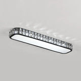Artistic Led Crystal Flush Ceiling Light Fixture - Rounded Rectangle Corridor Black / Medium White